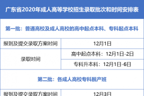 广东省2020年成人高等学校招生录取批次和时间安排来了